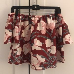 Red/pink floral off the shoulder Keepsake blouse